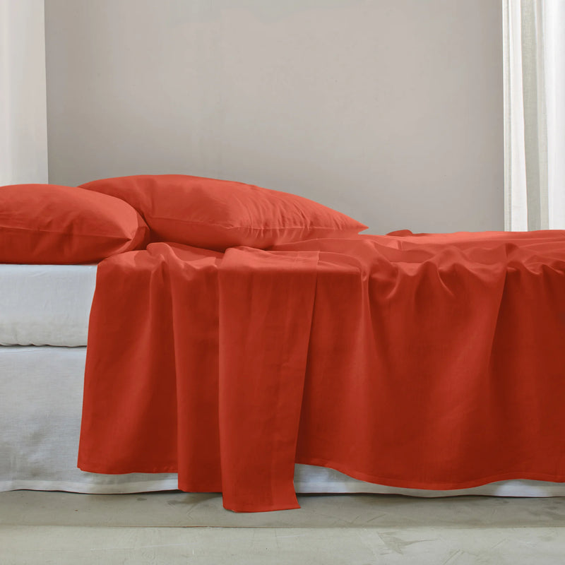 Linen Flat Sheet Coral