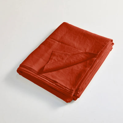 Linen hemstitch folded top sheet Coral