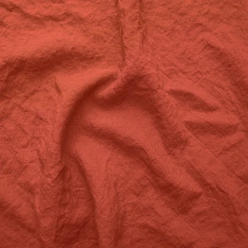 Coral frayed linen duvet cover