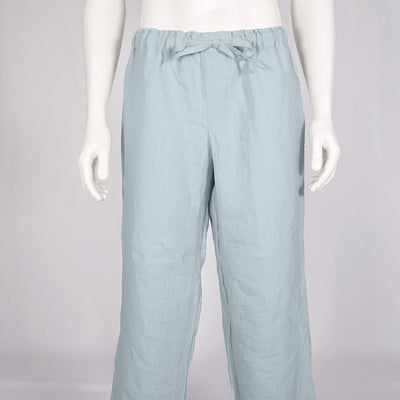 Men's Soft Linen Pyjamas Trousers #colour_icy-blue