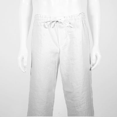 Men's Soft Linen Pyjamas Trousers #colour_optic-white