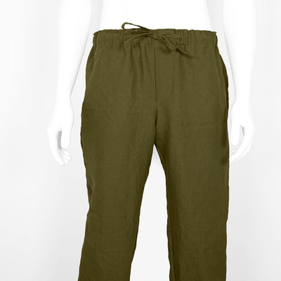 Men's Soft Linen Pyjamas Trousers #colour_green-olive