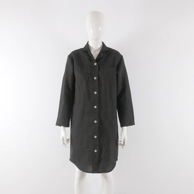Soft Washed Linen Night Shirt “Eliza” #colour_jet-black