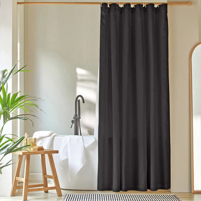 simple linen shower curtain jet-black