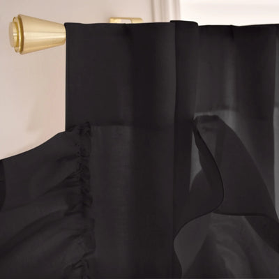Custom drops Ruffles Linen curtain top black