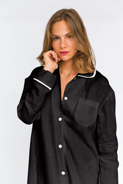 Luxury linen nightgown “Mel” black