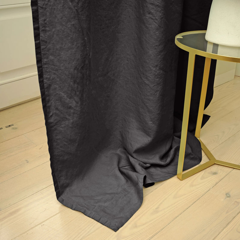 jet-black lined linen curtain 