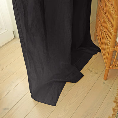 pure jet-black linen drapery unlined