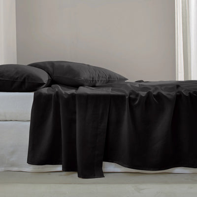 Linen Flat Sheet Black