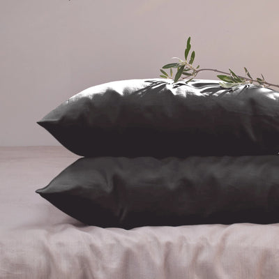 Housewife Linen Pillowcases jet-black