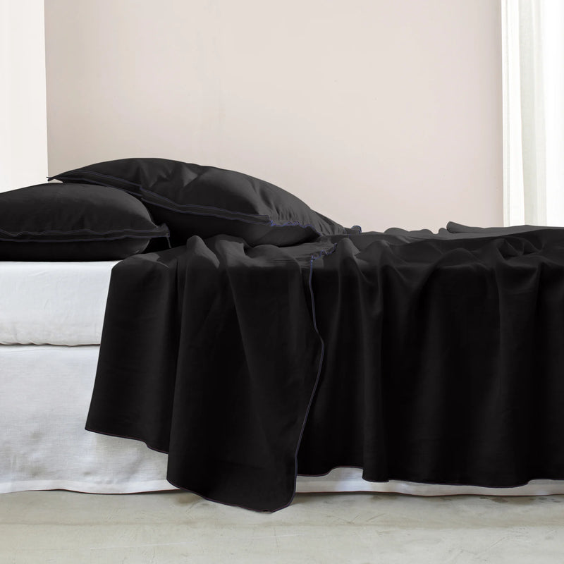 Bourdon Edge Flat Sheets Black