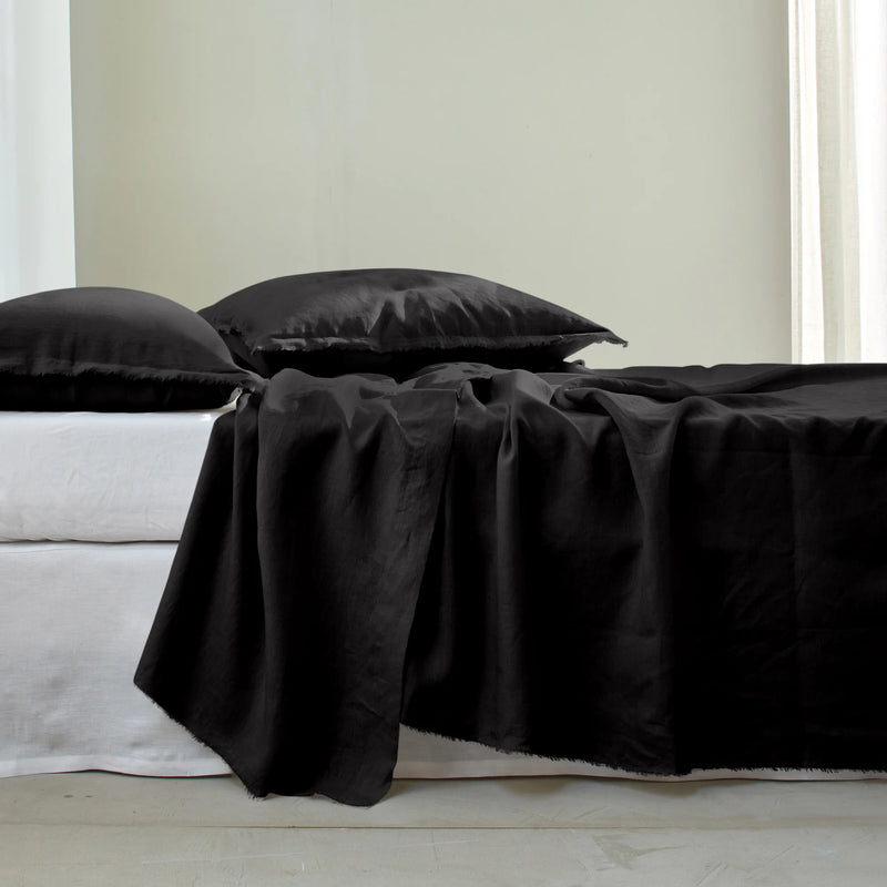 Flat Sheet with Frayed edge Border Black