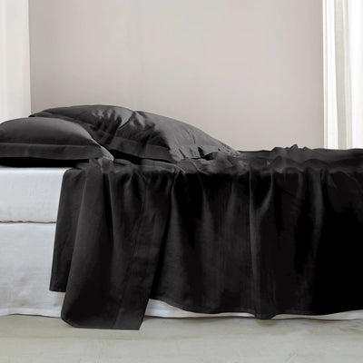 Black Linen hemstitch top sheet 