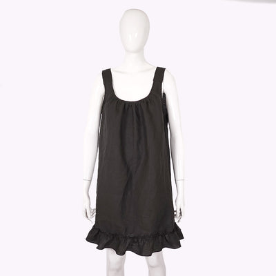Soft Linen Sleeping Dress “Ester” #colour_jet-black