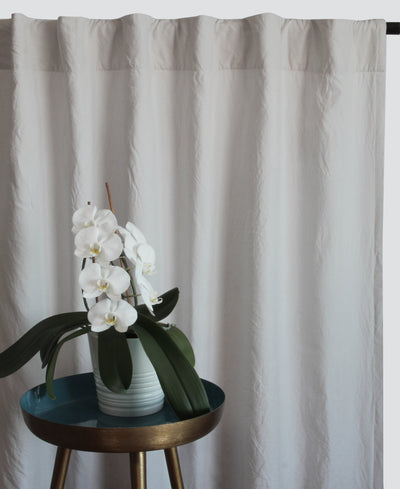 Custom size linen curtain drapery #colour_stone-grey