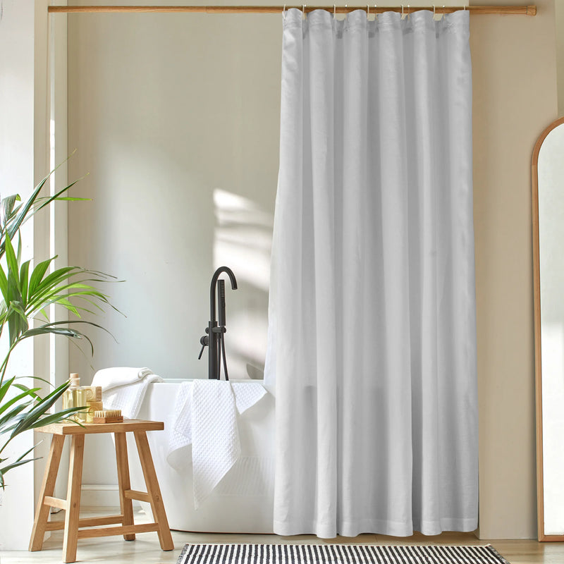 simple linen shower curtain stone grey