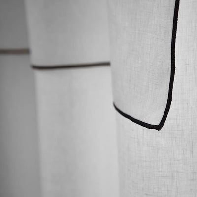 custom Bourdon Edge Linen Curtains in light grey