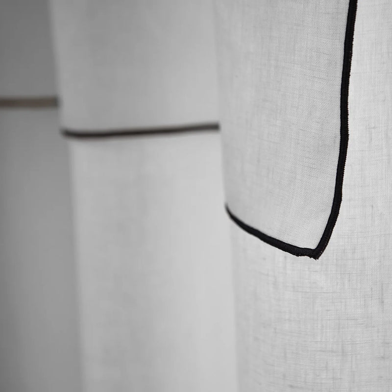 custom Bourdon Edge Linen Curtains in light grey