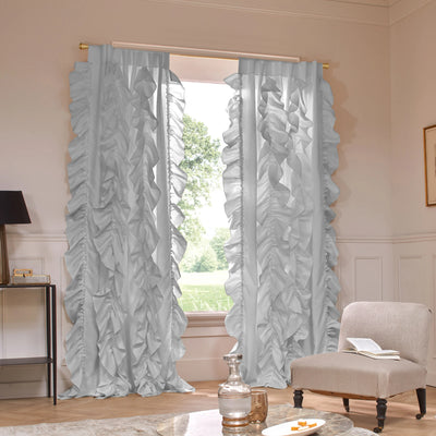 Custom ruffled Linen curtain light grey