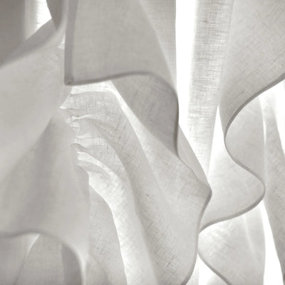 Custom ruffles on Linen curtain light grey