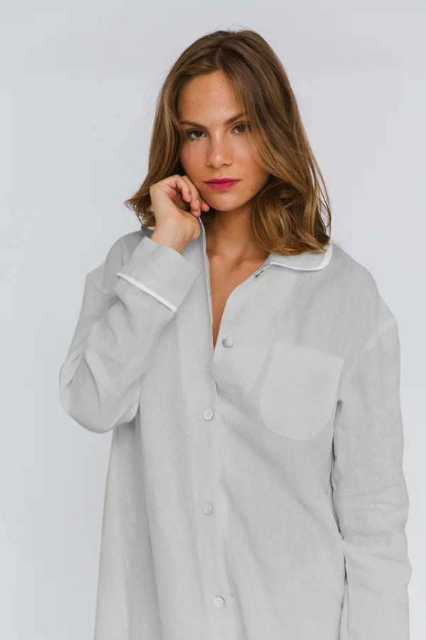 Luxury linen nightgown “Mel” stone grey