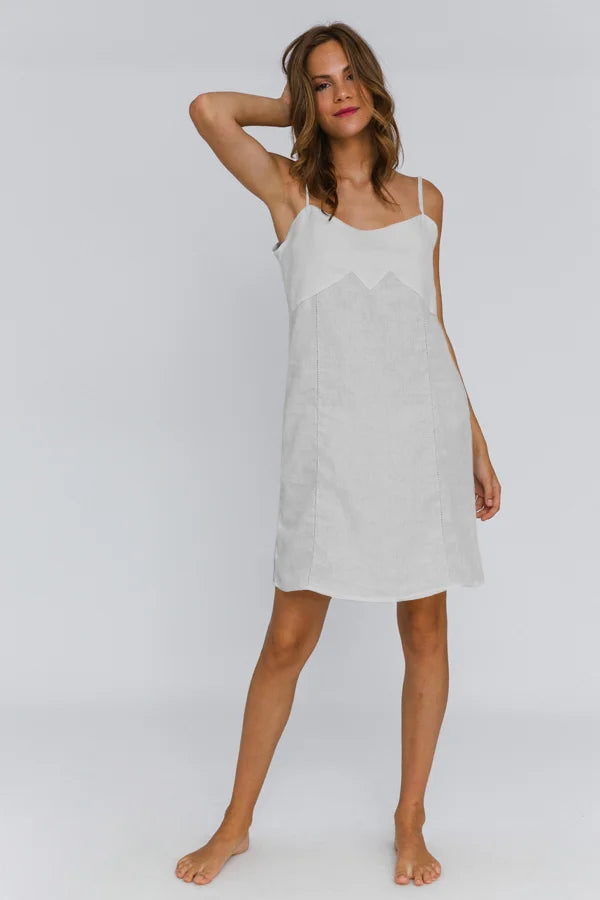 Washed Linen Nightgown "Olívia" stone grey