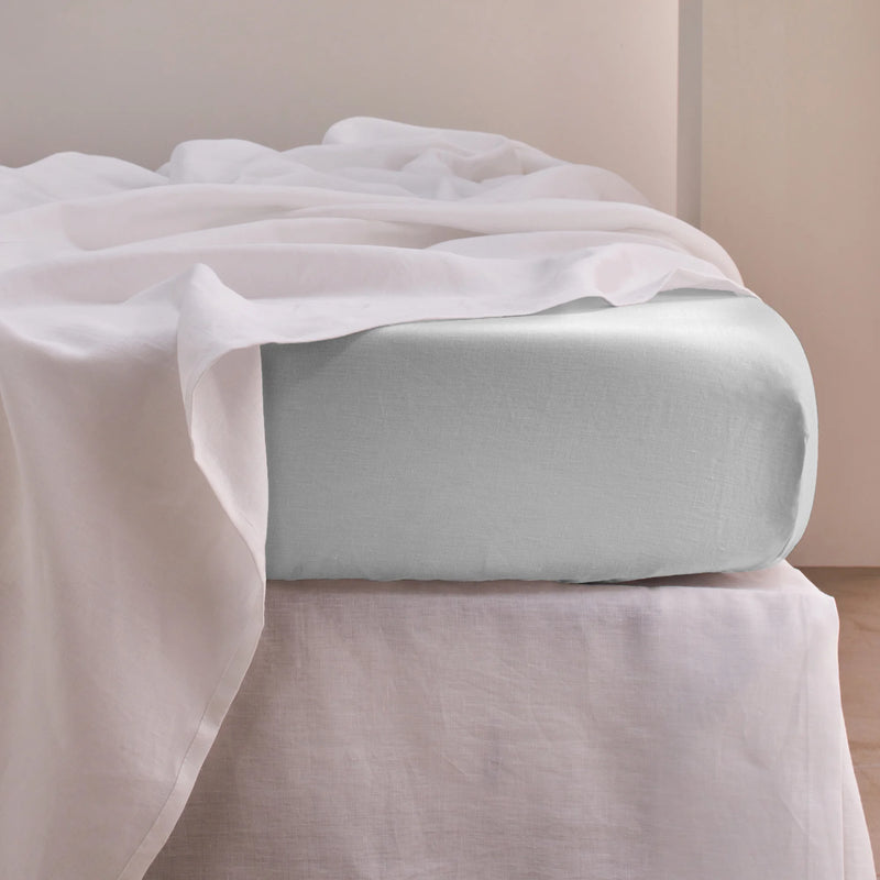 Linen Fitted Sheet Light grey