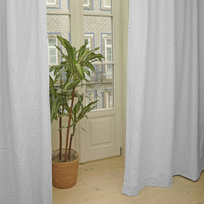 Cotton lined linen curtain stone grey