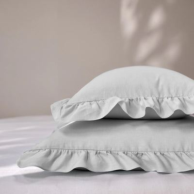 light grey Ruffles Linen Pillowcases