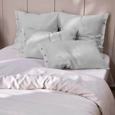 Light grey linen Pillowcases with Buttons