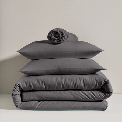 Linen bedding set lead grey