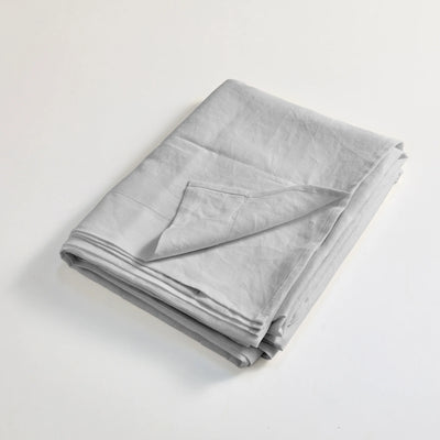 Linen hemstitch folded top sheet Light grey