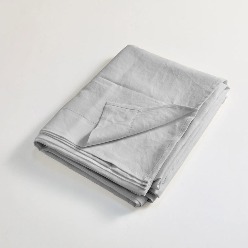 Linen hemstitch folded top sheet Light grey