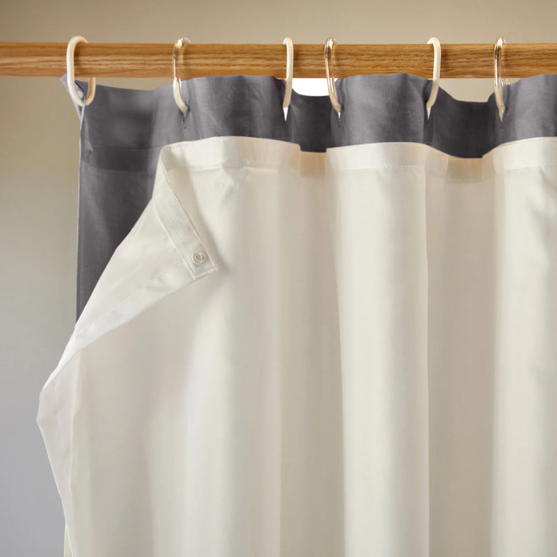 detachable waterproof lining for linen ruffles shower curtain lead grey