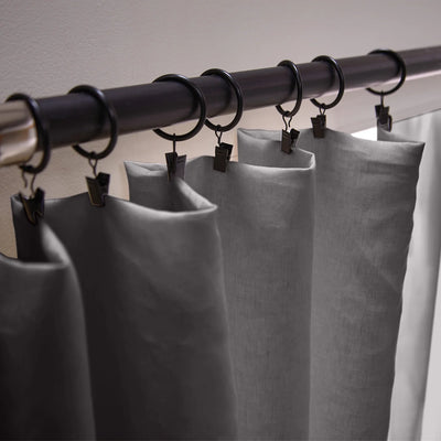 custom made Bourdon Edge Linen Curtains fixation in dark grey