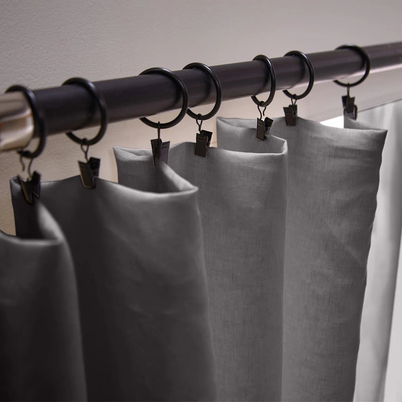custom made Bourdon Edge Linen Curtains fixation in dark grey