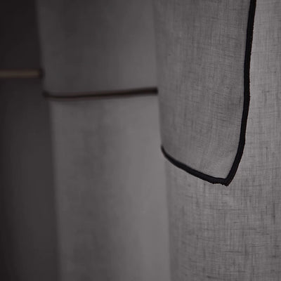 custom Bourdon Edge Linen Curtains in dark grey