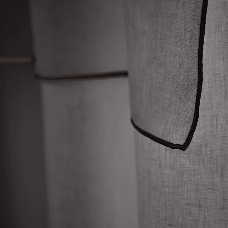 custom Bourdon Edge Linen Curtains in dark grey