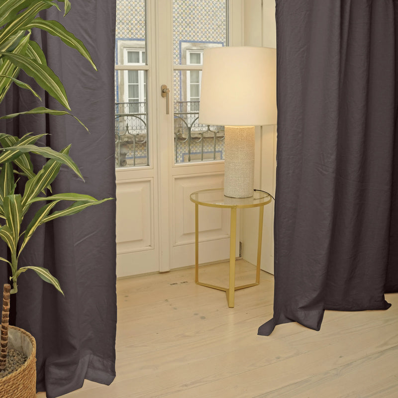 French Linen Blackout Curtain lead grey