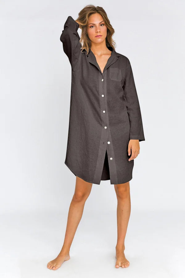 Long Soft linen Night Shirt “Eliza” lead grey