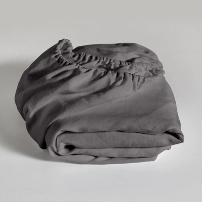 Dark Grey Linen Fitted Sheet