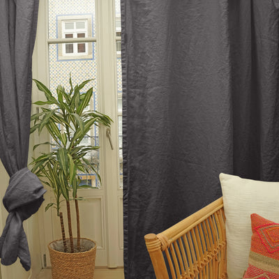 lead grey Linen curtain without lining