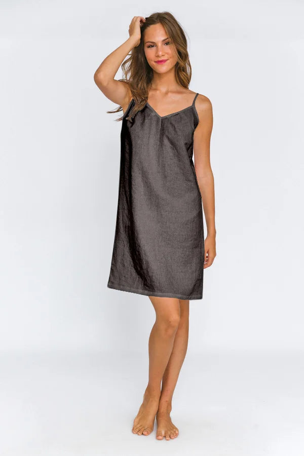 Washed Linen Nightie “Iza” lead grey