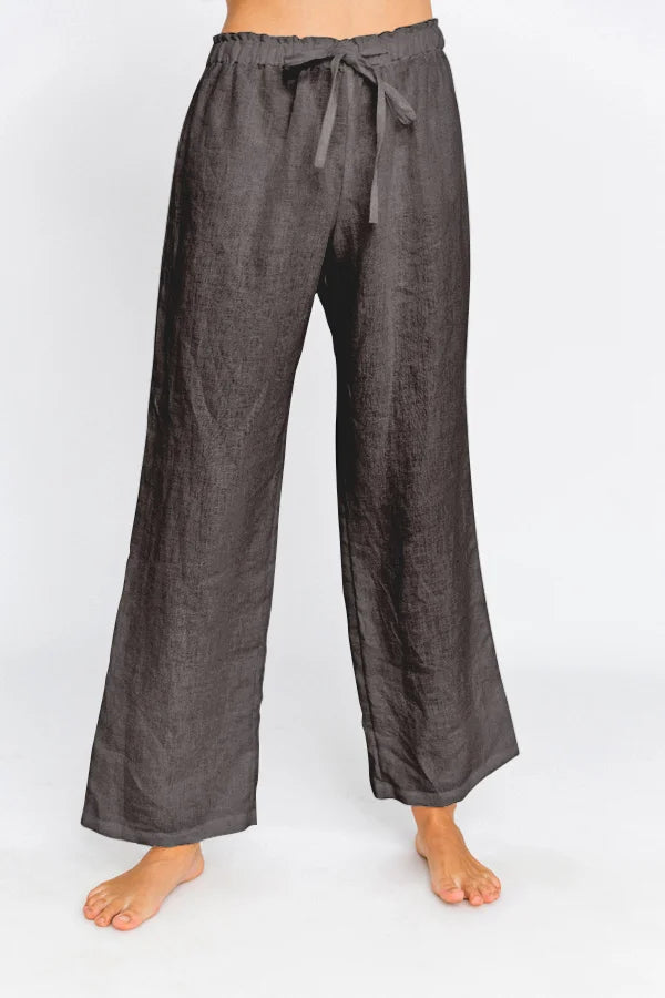 Washed Linen Pajamas Trousers lead grey