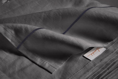 Bourdon linen flat sheet lead grey