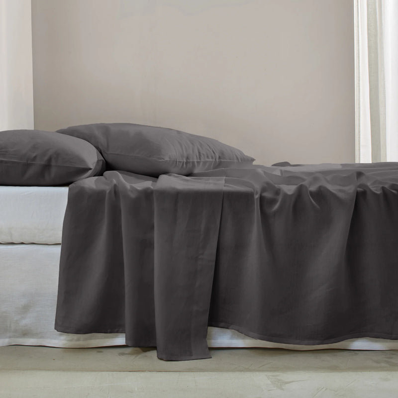 Linen Flat Sheet Lead grey