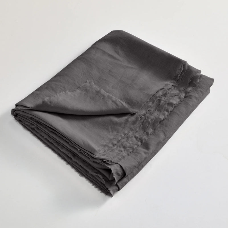 Frayed Border Folded Flat Sheet Dark Grey