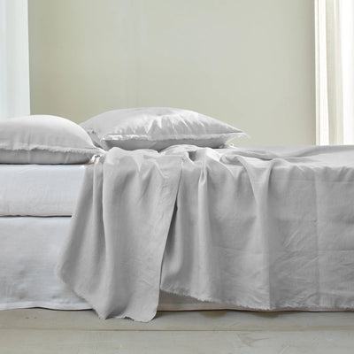 Flat Sheet with Frayed edge Border Light Grey