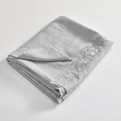 Frayed Border Folded Flat Sheet Light Grey