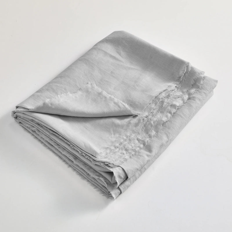 Frayed Border Folded Flat Sheet Light Grey